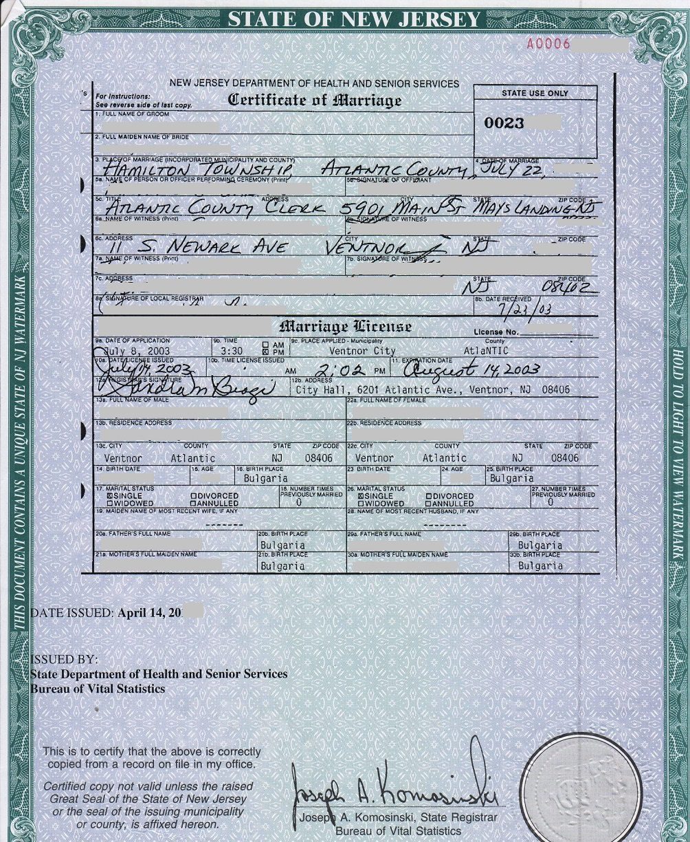 Marriage Certificate