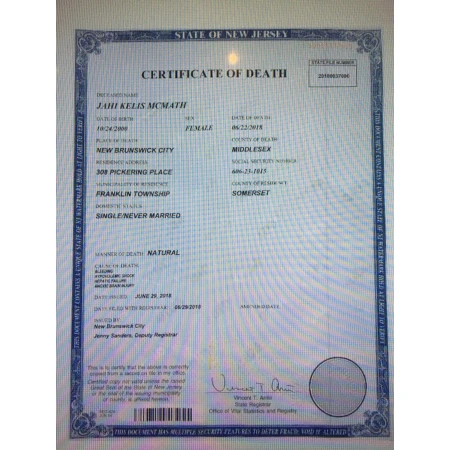 Fake Death Certificate