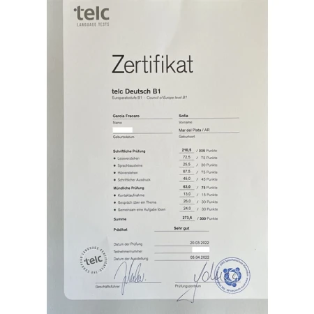 TestDaF-DSH certificates